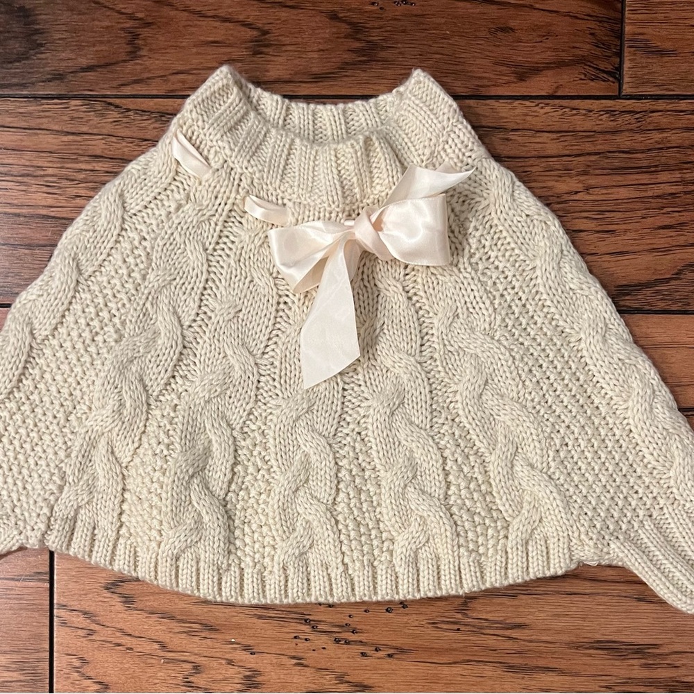 Rose Kelly Toddler Girls Cable Knit Shaw Size 2